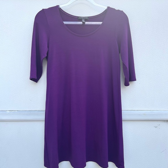 Eileen Fisher Tunic Top Sz PP/2 Purple Half Sleeve Swing Top Casual Minimalist - Picture 5 of 10